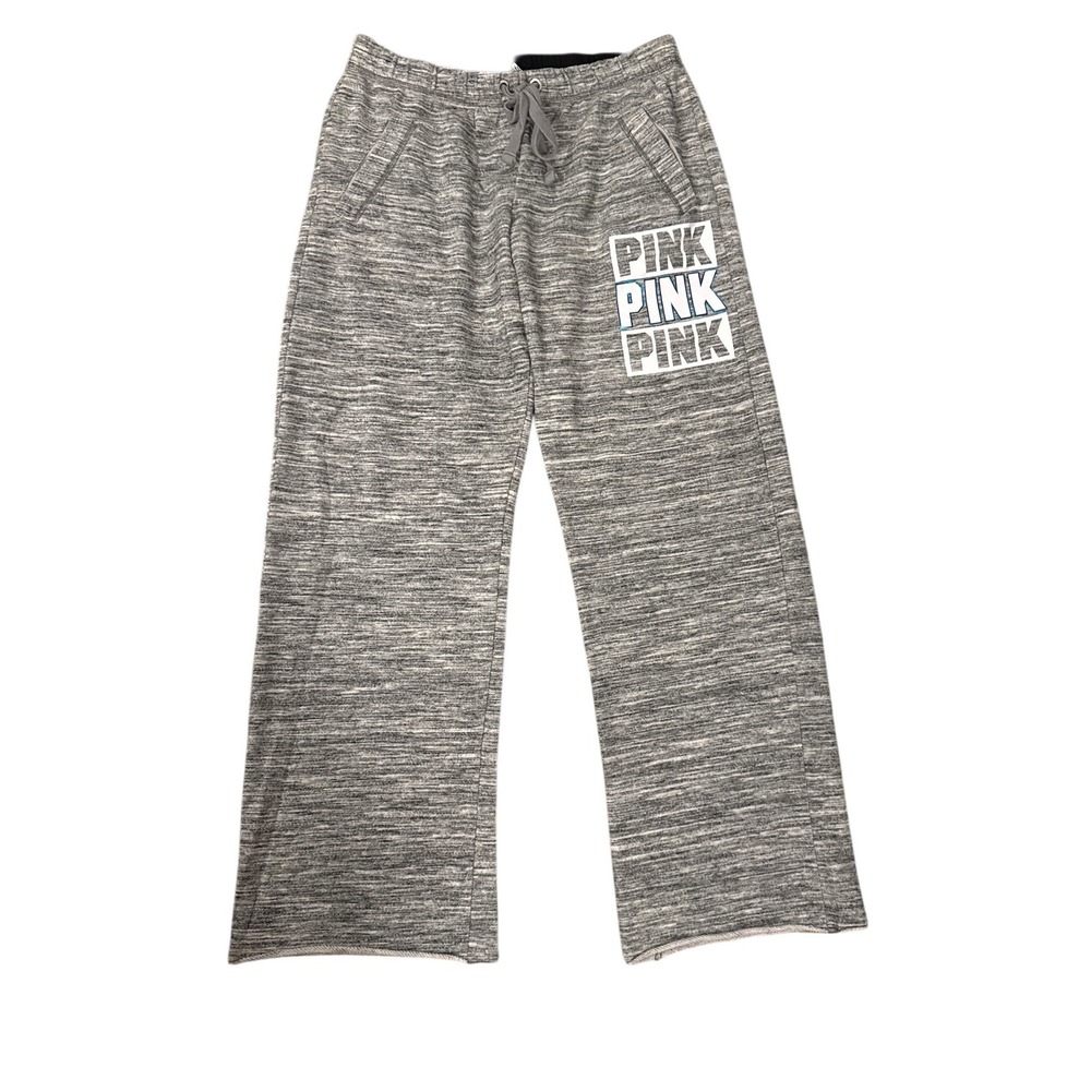 PINK Victoria's Secret Sweatpants Women‎ Small Gray Wide Leg Space Dye Logo